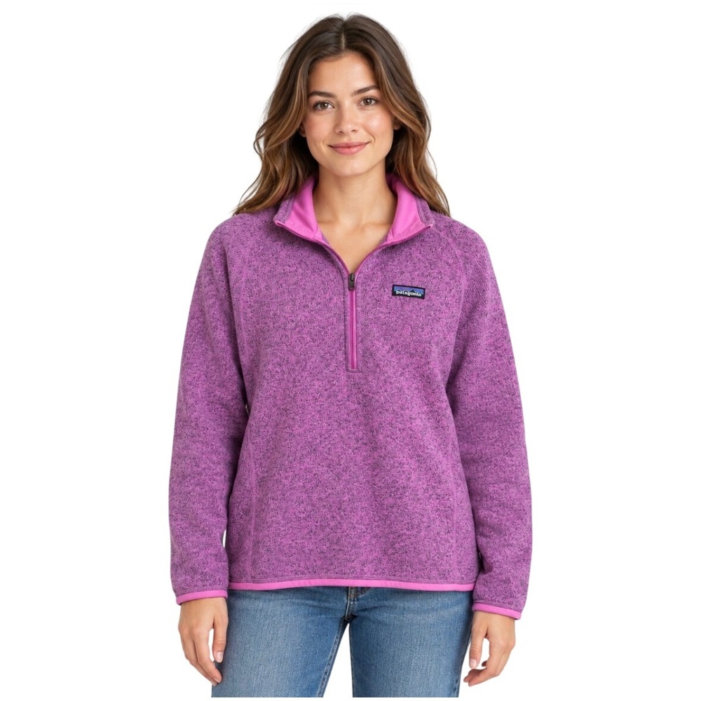 Patagonia Better Sweater 1/4 Zip Pullover Fleece Purple Medium Heathered Knit